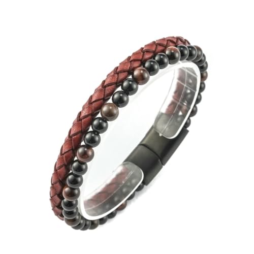 fycouyee Leder Seil Armband Mode Herren Armband Naturstein von fycouyee