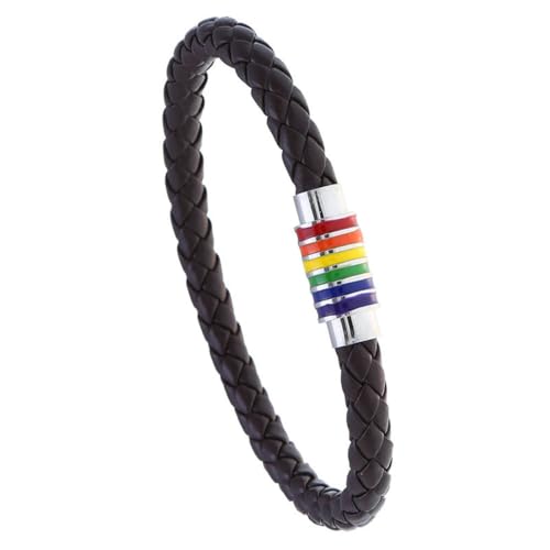 fycouyee Leder gewebtes Armband bunte Regenbogen-Magnetschnalle PU-Schmuck von fycouyee