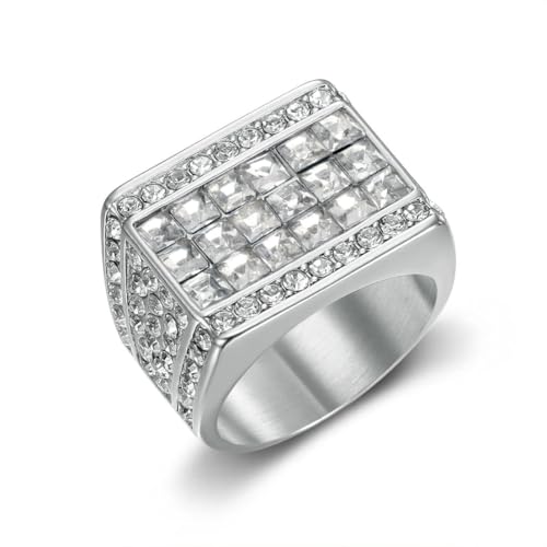 fycouyee Luxus Herrenring Voller Diamant Quadrat Diamant HipHop Ring fycouyee Luxus Herrenring Voller Diamant Quadrat Diamant HipHop Ring von fycouyee