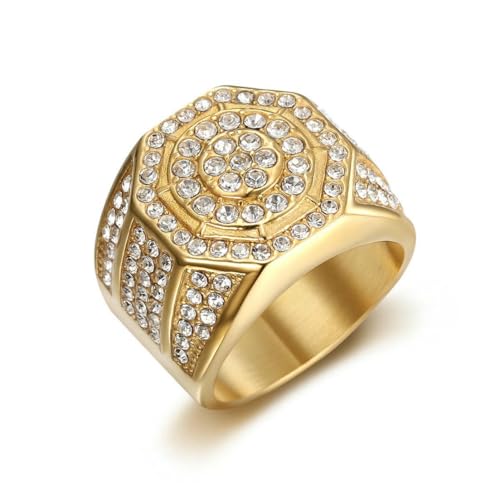 fycouyee Luxus Herrenring besetzt mit Diamanten Hip Hop Stahl Titan achteckiges Diamantband fycouyee Luxus Herrenring besetzt mit Diamanten Hip Hop Stahl Titan achteckiges Diamantband von fycouyee