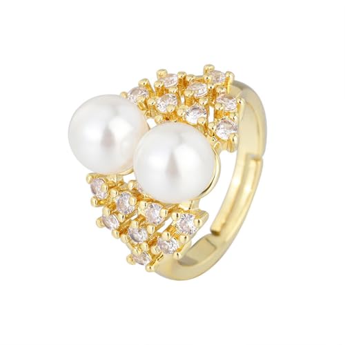 fycouyee Luxus Perlenring Hand Ornament Set mit Zirkon verstellbar Französisch fycouyee Luxus Perlenring Hand Ornament Set mit Zirkon verstellbar Französisch von fycouyee