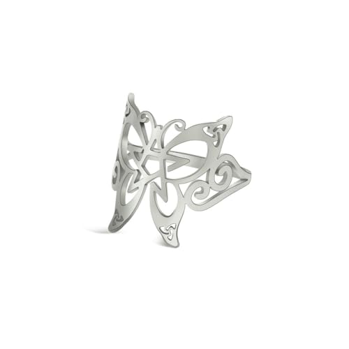 fycouyee Luxus geometrische Ästhetik hohler 18k Stern spitz Flügel Schmetterling Edelstahl Ring von fycouyee