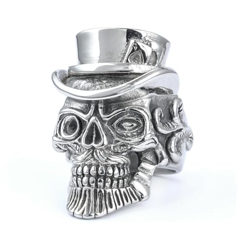 fycouyee Männlicher Vintage Punk Ring trägt Hut Gentleman Totenkopf von fycouyee