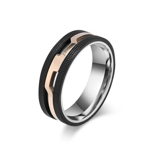 fycouyee Men's Ring Creative Two-Tone Embossed Ring Fashion Titanium Steel von fycouyee