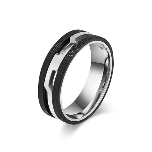 fycouyee Men's Ring Creative Two-Tone Embossed Ring Fashion Titanium Steel von fycouyee