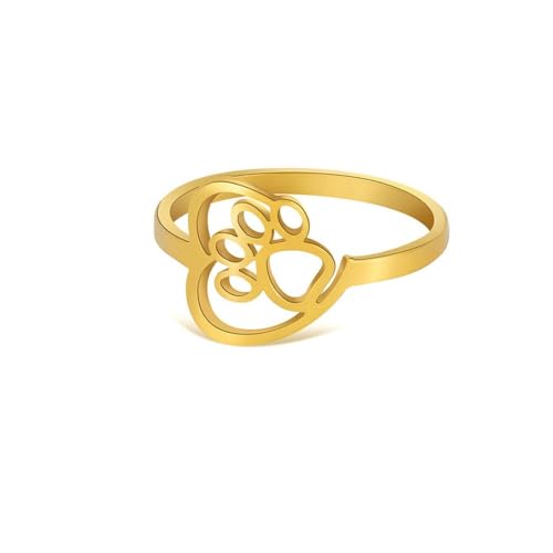 fycouyee Mode 18k hohler Katzenfußabdruck Liebe Edelstahl Ring fycouyee Mode 18k hohler Katzenfußabdruck Liebe Edelstahl Ring von fycouyee