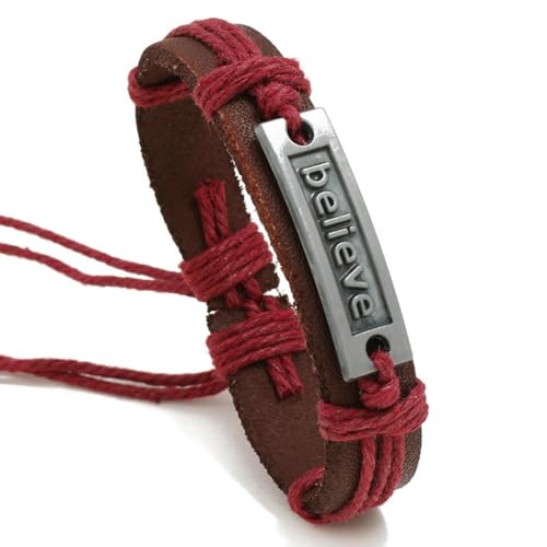 fycouyee Mode Accessoires Legierung Vintage Rindsleder Armbänder Handgewebt von fycouyee