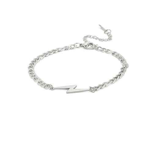 fycouyee Mode Doppelloch Blitz Anhänger Figaro Kette Edelstahl Armband Fußkettchen von fycouyee