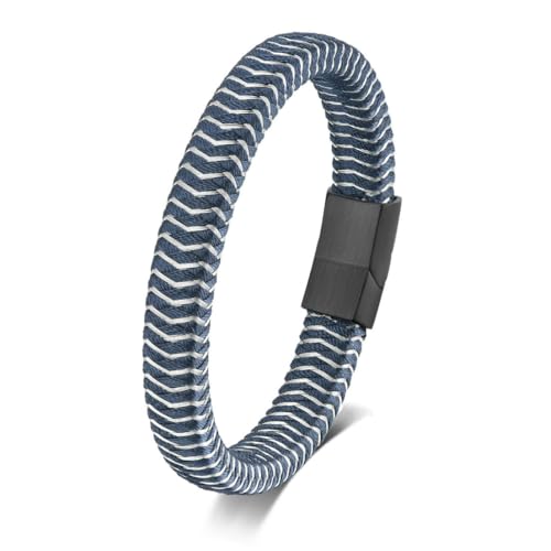 fycouyee Mode Edelstahl Armband Herren gewebtes Leder Armband von fycouyee