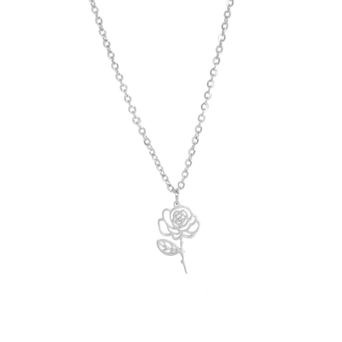 fycouyee Mode Edelstahl Mondblume Halskette Schneeglöckchen Gänseblümchen Rose Anhänger Halskette von fycouyee