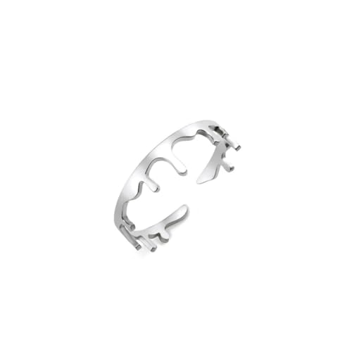 fycouyee Mode Einfach Individuell Einfach Unregelmäßig geformter Ring aus Edelstahl mit offenem Ende von fycouyee