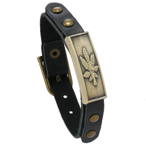 fycouyee Mode Handschmuck Ahornblatt Rindsleder Armband Hip-Hop Punk Accessoire von fycouyee
