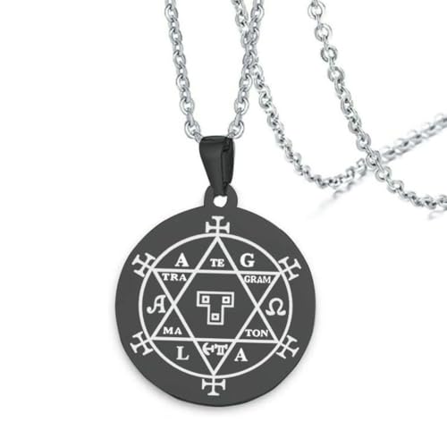 fycouyee Mode Hip Hop Anhänger für Männer und Frauen Amulett Halskette Rune Formation Diagramm Edelstahl schwarz von fycouyee