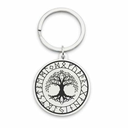 fycouyee Mode Hip Hop Anhänger für Männer und Frauen Vintage Wikinger Odin Rune Baum des Lebens Amulett Halskette von fycouyee