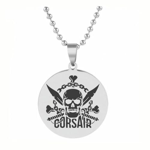 fycouyee Mode Hip Hop Herren Korsar Schiff Abzeichen Edelstahl Halskette Schädel Muster Amulett Schlüsselanhänger von fycouyee