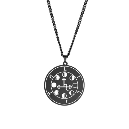 fycouyee Mode Laser markiert LILITH Muster Medaillon Anhänger Edelstahl Halskette fycouyee Mode Laser markiert LILITH Muster Medaillon Anhänger Edelstahl Halskette von fycouyee