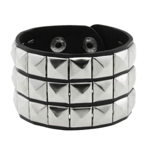 fycouyee Mode Lederarmband Punk Quadrat Ohrstecker Paar Armband von fycouyee