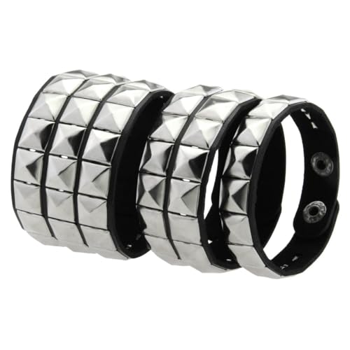fycouyee Mode Lederarmband Punk Quadrat Ohrstecker Paar Armband von fycouyee