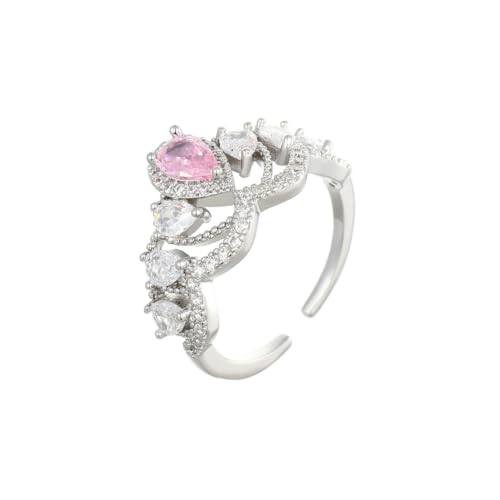 fycouyee Mode Luxus Zirkon Liebe Krone Öffnung Verstellbar Ring Hand Ornament Frauen von fycouyee