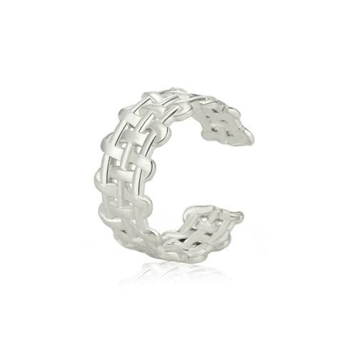 fycouyee Mode Nische Vintage Band geflochten Twist Gold Dreifach Kordel geflochtener offener Edelstahlring von fycouyee