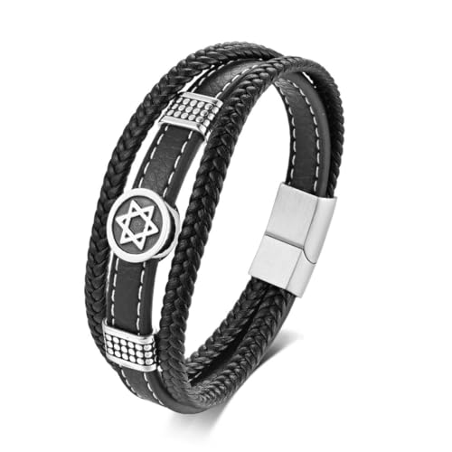 fycouyee Mode OL Hexagramm Lederarmband Mann mehrschichtiger Handschmuck von fycouyee