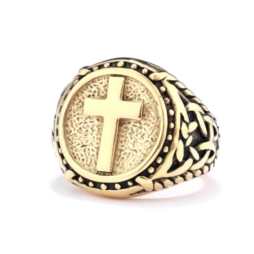 fycouyee Mode Persönlichkeit Edelstahl Ringe Kreuz geschnitzt Vintage Totem Schmuck von fycouyee