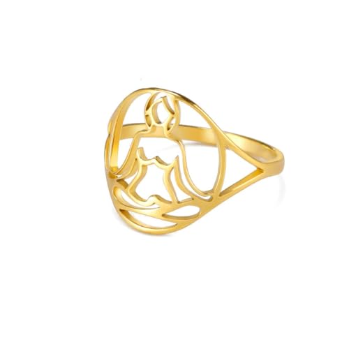 fycouyee Mode Ring Geometrische Ästhetik Hohl Meditierende Frau Form Edelstahl Ring fycouyee Mode Ring Geometrische Ästhetik Hohl Meditierende Frau Form Edelstahl Ring von fycouyee