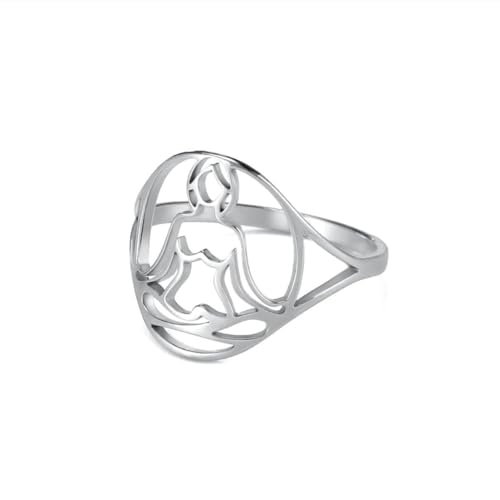 fycouyee Mode Ring Geometrische Ästhetik Hohl Meditierende Frau Form Edelstahl Ring fycouyee Mode Ring Geometrische Ästhetik Hohl Meditierende Frau Form Edelstahl Ring von fycouyee