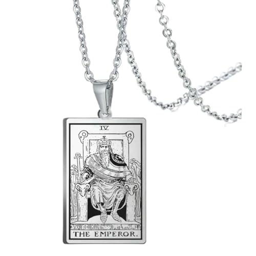 fycouyee Mode Vintage Muster Tarot Halskette Edelstahl Männer und Frauen quadratische Anhänger Stahl Halskette von fycouyee