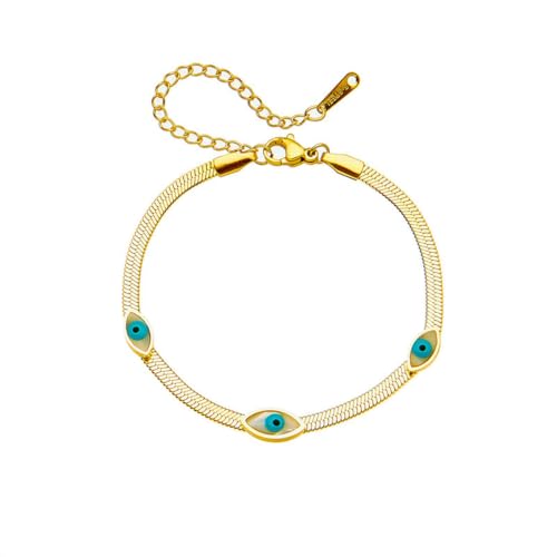 fycouyee Mode Vintage ovale blaue und weiße Augen Titanstahl Klinge Kette Armband fycouyee Mode Vintage ovale blaue und weiße Augen Titanstahl Klinge Kette Armband von fycouyee