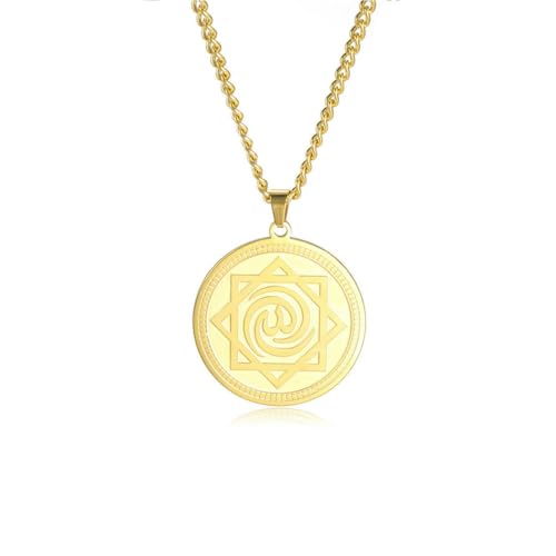 fycouyee Mode achtzackiger Stern Spirale Medaillon Anhänger Edelstahl Halskette von fycouyee