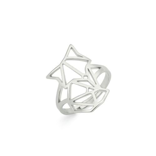 fycouyee Mode einfache geometrische Ästhetik hohle Fuchsform klassischer und vielseitiger Ring aus Edelstahl von fycouyee