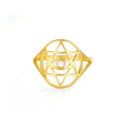 fycouyee Mode einfache hohle Persönlichkeit Hexagramm Auge Edelstahl Ring von fycouyee