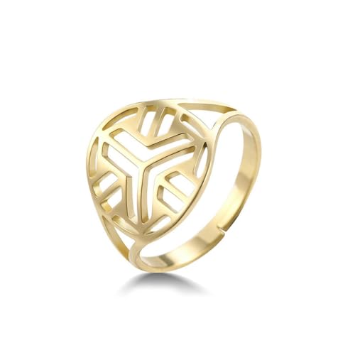 fycouyee Mode hohl Geometrisches Muster Offener Ring Edelstahl Damen offener verstellbarer Ring fycouyee Mode hohl Geometrisches Muster Offener Ring Edelstahl Damen offener verstellbarer Ring von fycouyee