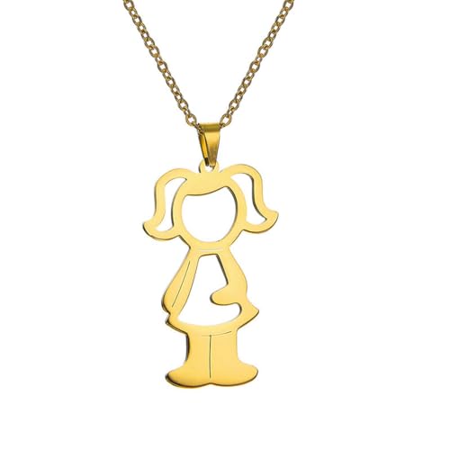 fycouyee Mode hohle Kinder Titan Stahl Anhänger Halskette Pullover Kette Edelstahl Halskette von fycouyee