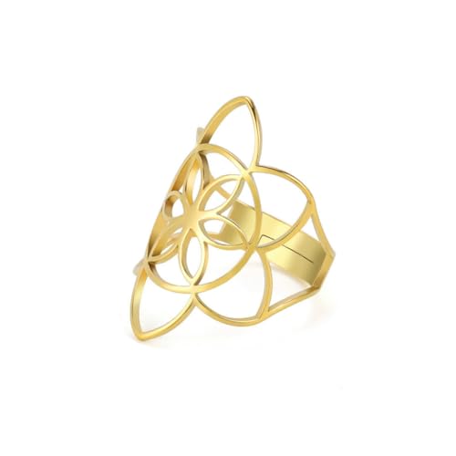 fycouyee Mode hohle Sechs Blütenblätter Blume Offener Ring Damen Edelstahl Offener Ring fycouyee Mode hohle Sechs Blütenblätter Blume Offener Ring Damen Edelstahl Offener Ring von fycouyee