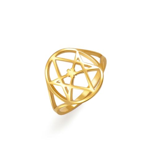fycouyee Mode hohles hebräisches Hexagramm afrikanisches Berbersymbol Edelstahlring von fycouyee