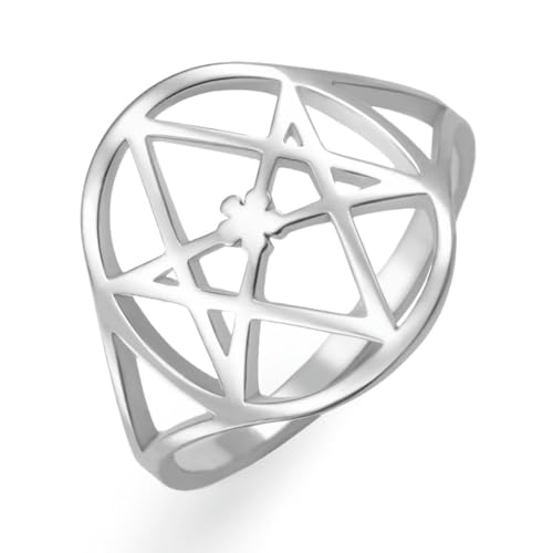 fycouyee Mode hohles hebräisches Hexagramm afrikanisches Berbersymbol Edelstahlring fycouyee Mode hohles hebräisches Hexagramm afrikanisches Berbersymbol Edelstahlring von fycouyee