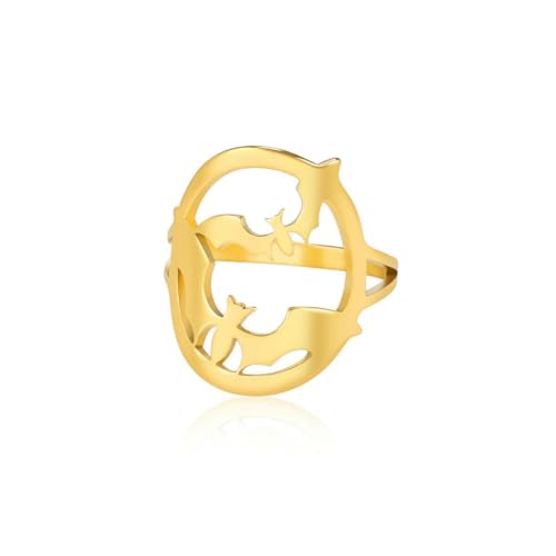 fycouyee Mode minimalistische Statement hohle Fledermaus Edelstahl Ring von fycouyee