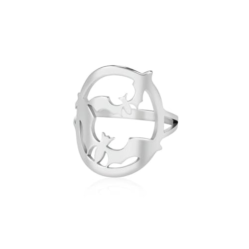fycouyee Mode minimalistische Statement hohle Fledermaus Edelstahl Ring von fycouyee