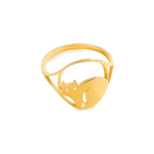 fycouyee Mode minimalistischer Schmuck glänzend durchbrochen Fuchs Edelstahl Ring von fycouyee