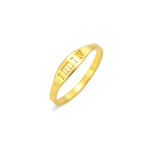 fycouyee Mode minimalistischer durchbrochener Ring aus Edelstahl mit römischen Ziffern von fycouyee