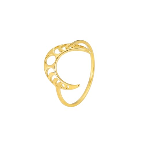 fycouyee Mode und Statement Mondphase Form Edelstahl Ring fycouyee Mode und Statement Mondphase Form Edelstahl Ring von fycouyee