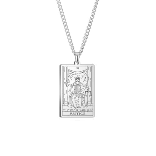 fycouyee Mode und einfache quadratische Tarotkarte Stern Mond Sonne 22 Anhänger Halskette von fycouyee