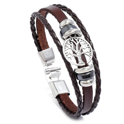 fycouyee Modeaccessoires Statement Lucky Tree gewebtes Armband Herrenarmbänder aus Leder von fycouyee