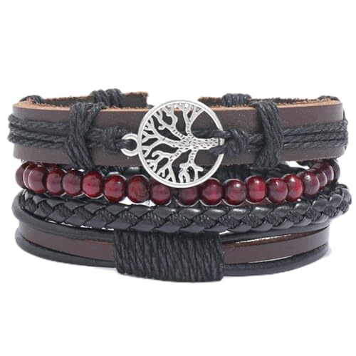 fycouyee Modeaccessoires gewebtes Lederarmband Glück Baum Set Armband von fycouyee