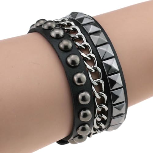 fycouyee Modearmband quadratisches rundes Nietarmband mehrschichtig von fycouyee