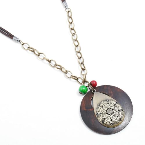 Modeschmuck Vintage Wachs Seil Legierung Tropfen Blume Halskette für Frauen von fycouyee