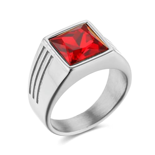 fycouyee Modischer Statement-Ring mit rotem Edelstein-Ornament Titanstahl-Ringschiene besetzt fycouyee Modischer Statement-Ring mit rotem Edelstein-Ornament Titanstahl-Ringschiene besetzt von fycouyee