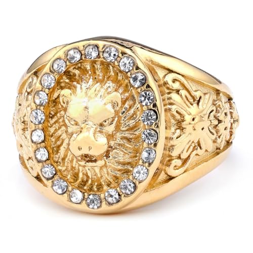 fycouyee Naher Osten Vintage Titan Stahl Herren Ringe Löwe Tier Ringe von fycouyee
